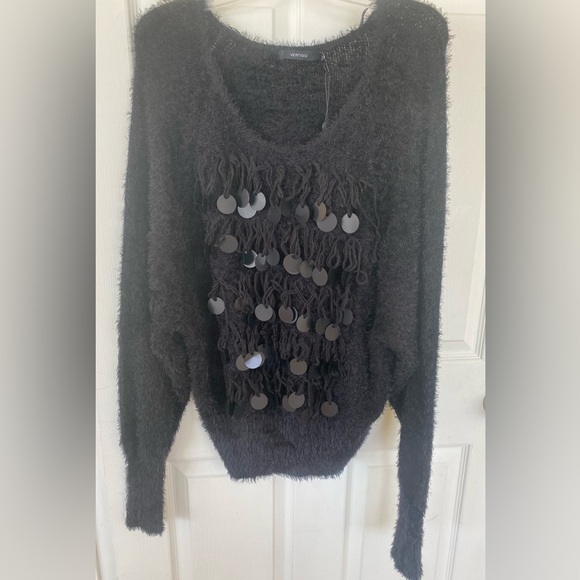 Vertigo NWT Black Fuzzy Sweater with Sequin Details - Picture 2 of 8